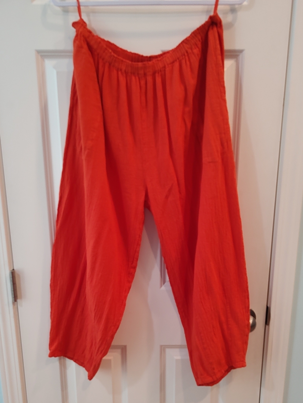 Oh My Gauze! Tucked Leg Gauze Pants in Bright Orange